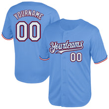 Load image into Gallery viewer, Custom Light Blue Royal-Red Mesh Authentic Throwback Baseball Jersey