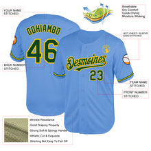 Load image into Gallery viewer, Custom Light Blue Green-Yellow Mesh Authentic Throwback Baseball Jersey
