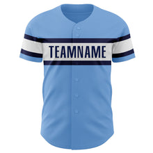 Load image into Gallery viewer, Custom Light Blue Navy-White Authentic Baseball Jersey