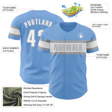 Load image into Gallery viewer, Custom Light Blue White-Gray Authentic Baseball Jersey