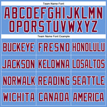 Load image into Gallery viewer, Custom Light Blue Maroon-White Mesh Authentic Throwback Baseball Jersey