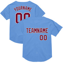 Load image into Gallery viewer, Custom Light Blue Maroon-White Mesh Authentic Throwback Baseball Jersey