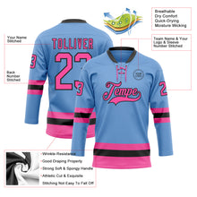 Load image into Gallery viewer, Custom Light Blue Pink-Black Hockey Lace Neck Jersey