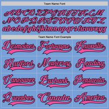 Load image into Gallery viewer, Custom Light Blue Pink-Black Hockey Lace Neck Jersey