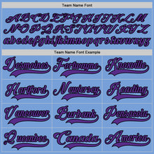 Load image into Gallery viewer, Custom Light Blue Purple-Black Hockey Lace Neck Jersey