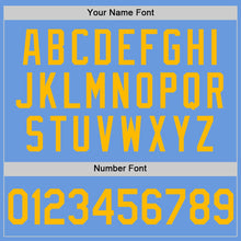 Load image into Gallery viewer, Custom Light Blue Gold Authentic Throwback Baseball Jersey