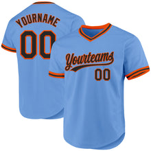 Load image into Gallery viewer, Custom Light Blue Black-Orange Authentic Throwback Baseball Jersey