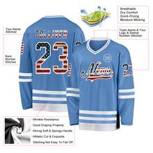 Load image into Gallery viewer, Custom Light Blue Vintage USA Flag-White Hockey Jersey