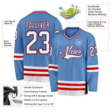 Load image into Gallery viewer, Custom Light Blue Royal-Red Hockey Jersey