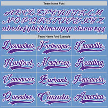 Load image into Gallery viewer, Custom Light Blue Purple-White Hockey Jersey
