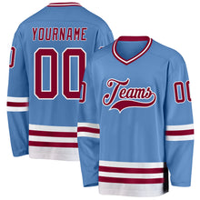 Load image into Gallery viewer, Custom Light Blue Maroon-White Hockey Jersey