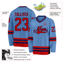 Load image into Gallery viewer, Custom Light Blue Red-Navy Hockey Jersey