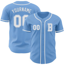 Load image into Gallery viewer, Custom Light Blue White Authentic Baseball Jersey