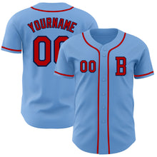 Load image into Gallery viewer, Custom Light Blue Red-Navy Authentic Baseball Jersey