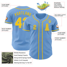 Load image into Gallery viewer, Custom Light Blue Yellow Authentic Baseball Jersey