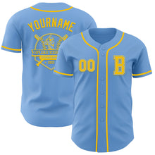 Load image into Gallery viewer, Custom Light Blue Yellow Authentic Baseball Jersey