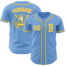 Load image into Gallery viewer, Custom Light Blue Yellow-White Authentic Baseball Jersey