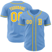 Load image into Gallery viewer, Custom Light Blue Yellow-White Authentic Baseball Jersey