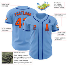 Load image into Gallery viewer, Custom Light Blue Orange-Royal Authentic Baseball Jersey