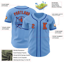 Load image into Gallery viewer, Custom Light Blue Orange-Royal Authentic Baseball Jersey