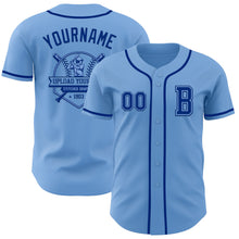 Load image into Gallery viewer, Custom Light Blue Royal Authentic Baseball Jersey
