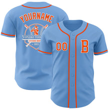 Load image into Gallery viewer, Custom Light Blue Orange-White Authentic Baseball Jersey