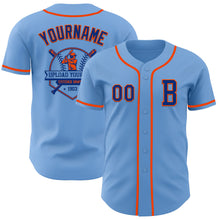 Load image into Gallery viewer, Custom Light Blue Royal-Orange Authentic Baseball Jersey