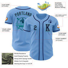 Load image into Gallery viewer, Custom Light Blue Navy Gray-Teal Authentic Baseball Jersey
