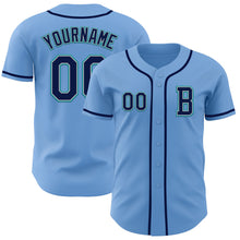 Load image into Gallery viewer, Custom Light Blue Navy Gray-Teal Authentic Baseball Jersey