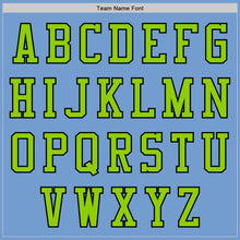 Load image into Gallery viewer, Custom Light Blue Neon Green-Black Authentic Baseball Jersey