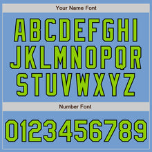 Load image into Gallery viewer, Custom Light Blue Neon Green-Black Authentic Baseball Jersey