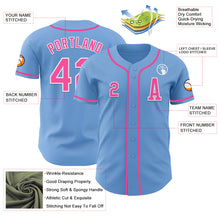 Load image into Gallery viewer, Custom Light Blue Pink-White Authentic Baseball Jersey