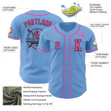 Load image into Gallery viewer, Custom Light Blue Pink-Black Authentic Baseball Jersey