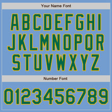Load image into Gallery viewer, Custom Light Blue Kelly Green-Gold Authentic Baseball Jersey