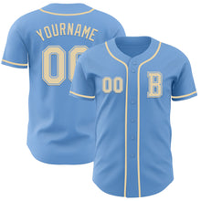 Load image into Gallery viewer, Custom Light Blue Cream Authentic Baseball Jersey