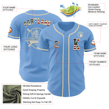 Load image into Gallery viewer, Custom Light Blue Vintage USA Flag-Cream Authentic Baseball Jersey