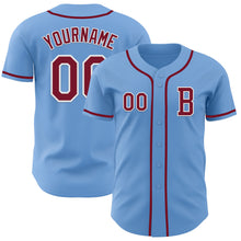 Load image into Gallery viewer, Custom Light Blue Crimson-White Authentic Baseball Jersey