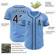 Load image into Gallery viewer, Custom Light Blue Brown-White Authentic Baseball Jersey