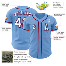 Load image into Gallery viewer, Custom Light Blue Royal-Red Authentic Baseball Jersey