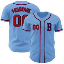 Load image into Gallery viewer, Custom Light Blue Red-Navy Authentic Baseball Jersey