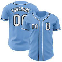 Load image into Gallery viewer, Custom Light Blue White-Black Authentic Baseball Jersey