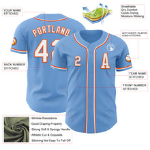 Load image into Gallery viewer, Custom Light Blue White-Orange Authentic Baseball Jersey