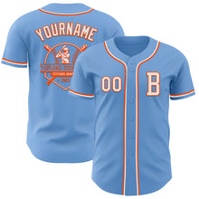 Load image into Gallery viewer, Custom Light Blue White-Orange Authentic Baseball Jersey
