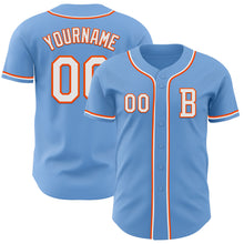 Load image into Gallery viewer, Custom Light Blue White-Orange Authentic Baseball Jersey