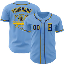 Load image into Gallery viewer, Custom Light Blue Navy-Yellow Authentic Baseball Jersey