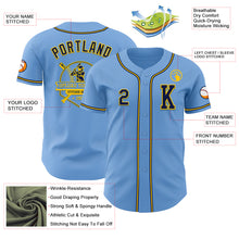 Load image into Gallery viewer, Custom Light Blue Navy-Yellow Authentic Baseball Jersey