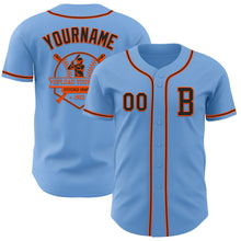 Load image into Gallery viewer, Custom Light Blue Black-Orange Authentic Baseball Jersey