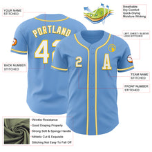 Load image into Gallery viewer, Custom Light Blue White-Yellow Authentic Baseball Jersey