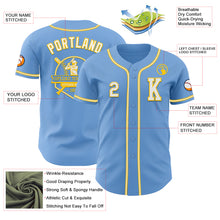 Load image into Gallery viewer, Custom Light Blue White-Yellow Authentic Baseball Jersey
