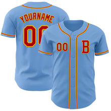 Load image into Gallery viewer, Custom Light Blue Red-Gold Authentic Baseball Jersey